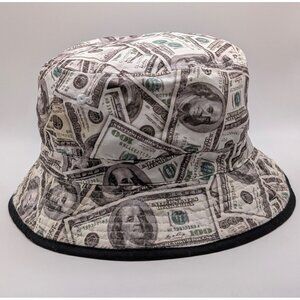 Money Pattern Print US Dollar Fishing Bucket Hat Cap $100 Bill Benjamins